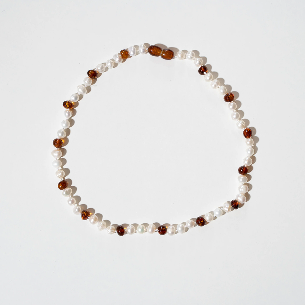 Collier d'ambre Nirrimis pour enfants Caramel nacré