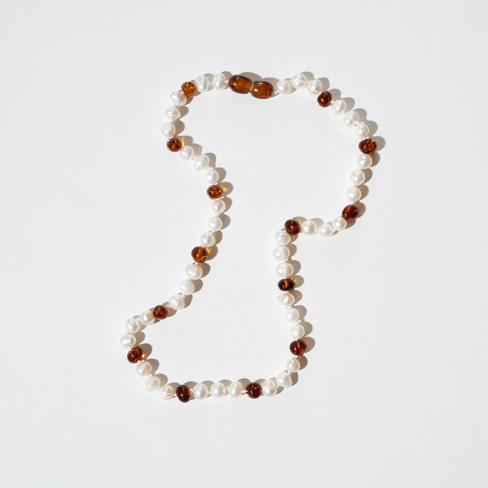 Collier d'ambre Nirrimis pour enfants Caramel nacré