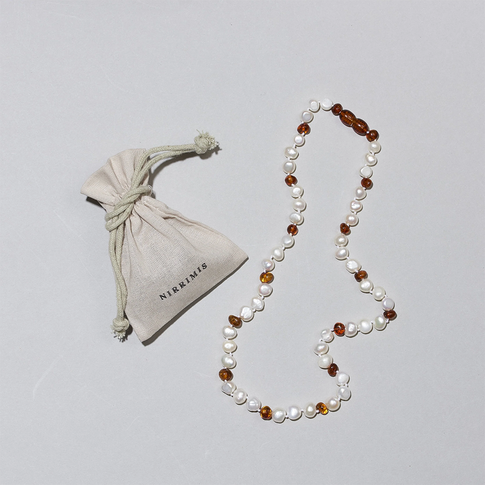 Collier d'ambre Nirrimis pour enfants Caramel nacré
