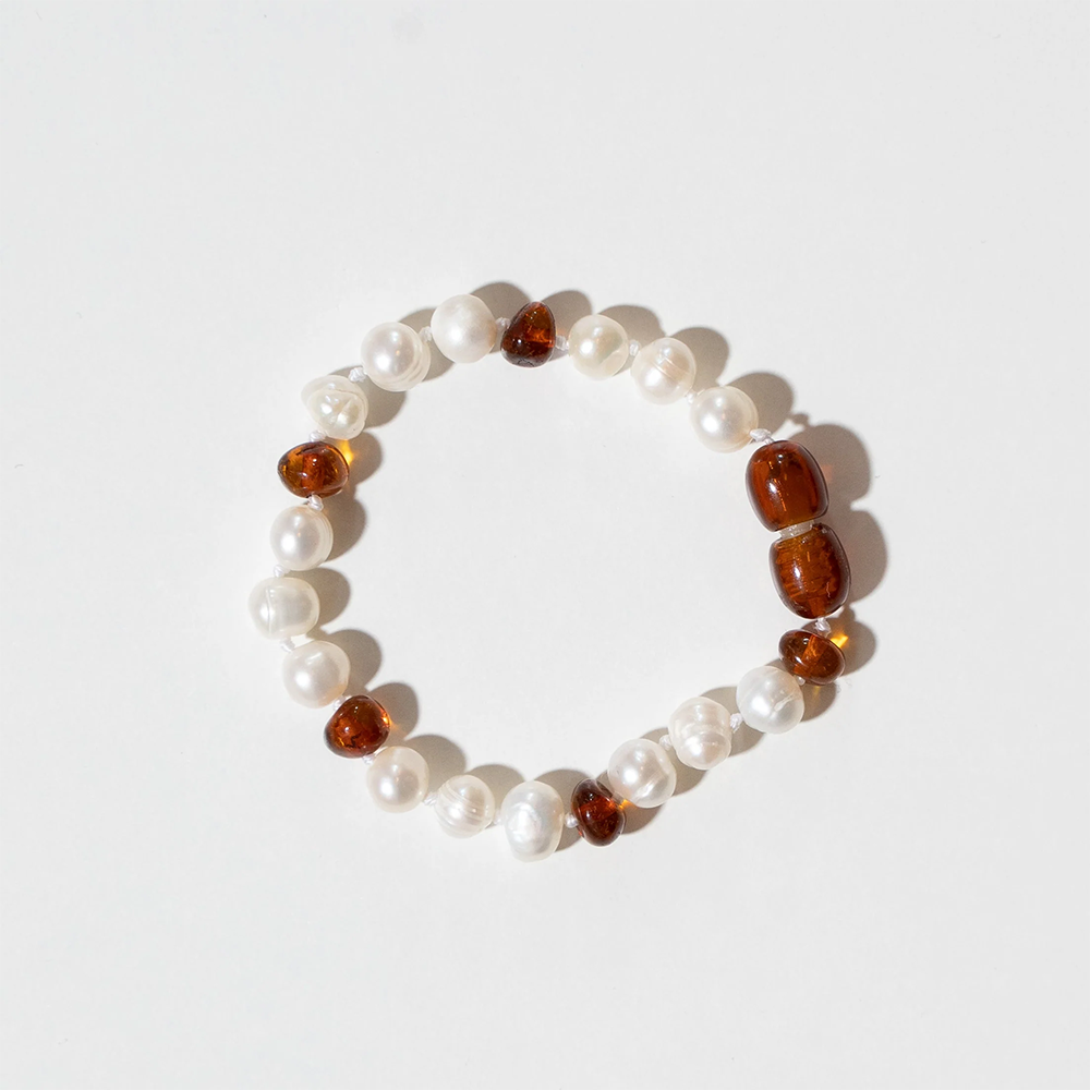 Nirrimis Bernstein Bracelet pour enfant Pearly Caramel