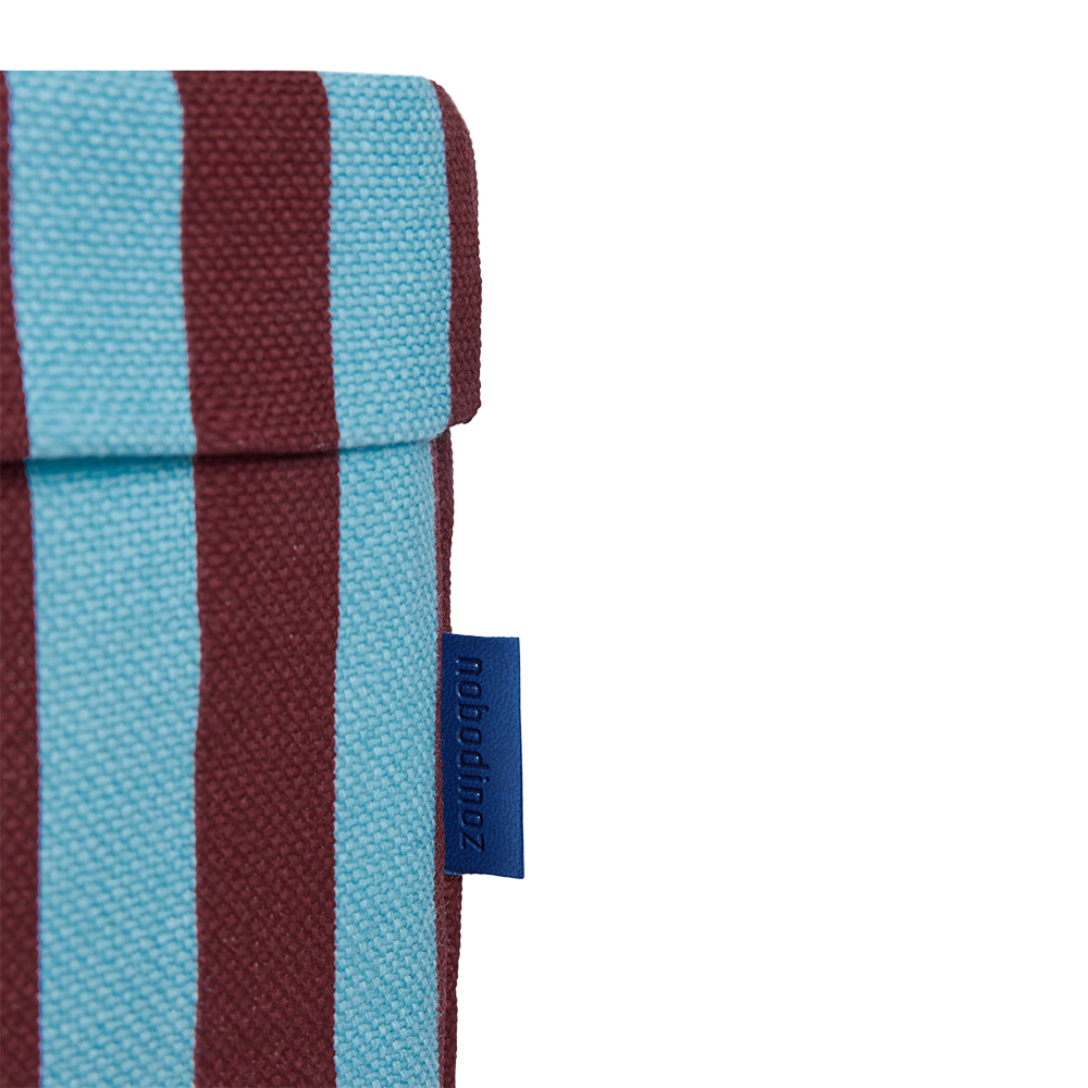 Nobodinoz Large Round Storage Basket Burgundy Blue Stripes