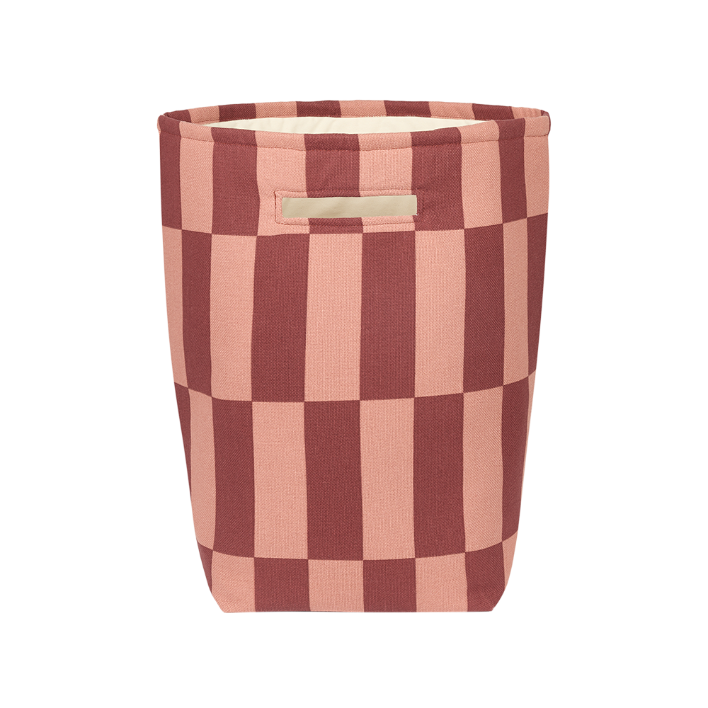 Nobodinoz Panier de rangement 'Vibes' Carreaux marron