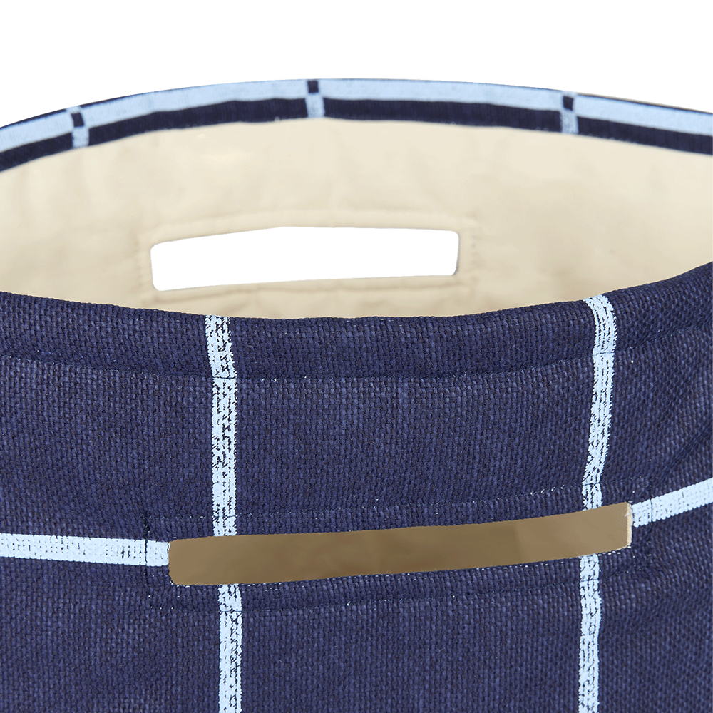 Nobodinoz Panier de rangement «Vibes» Navy Blue Windowpane Vintage Effect