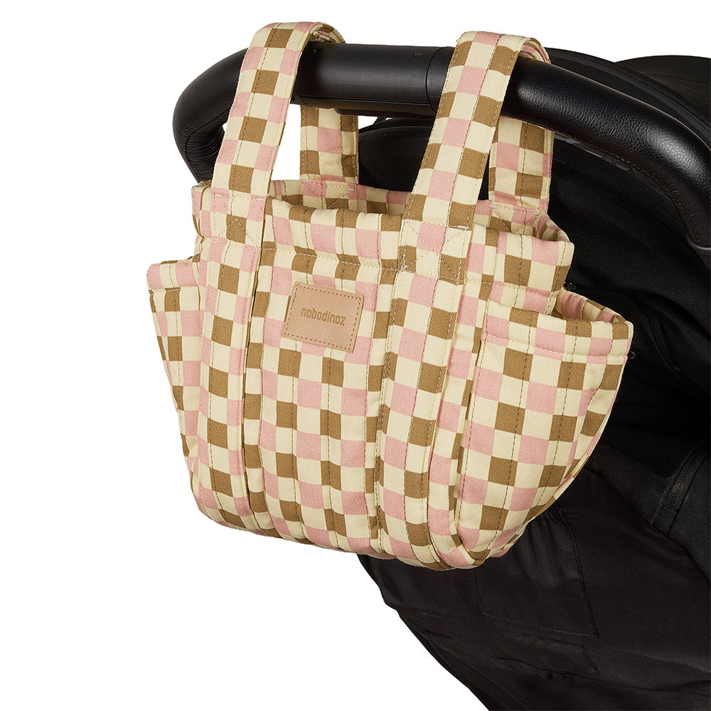 Nobodinoz Kinderwagen Organizer 'Hyde Park' Yellow Pink Mosaic