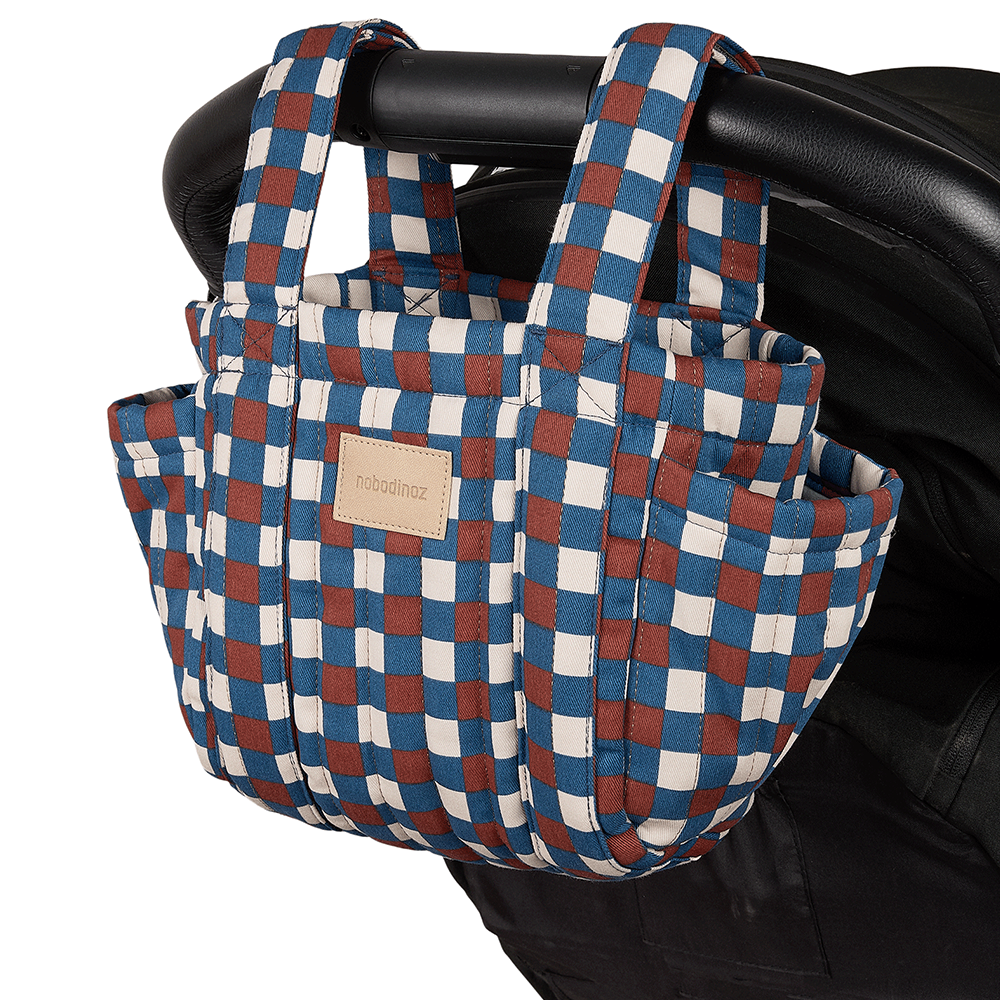 Nobodinoz Kinderwagen Organizer 'Hyde Park' Blue Red Mosaic