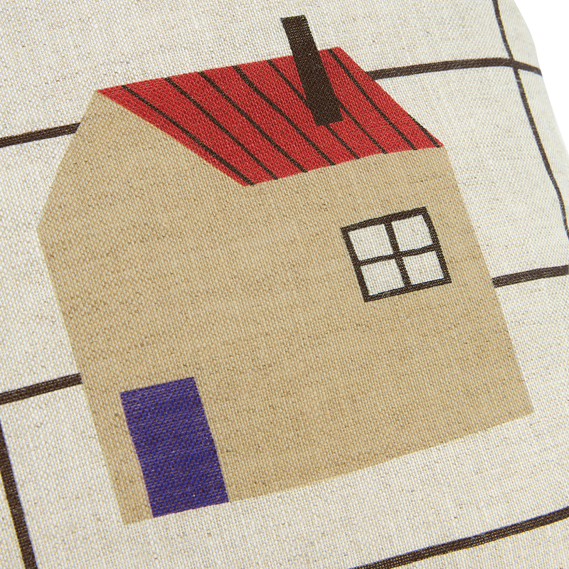 Nobodinoz Kissen aus Leinen 'Vibes' Black Grid House
