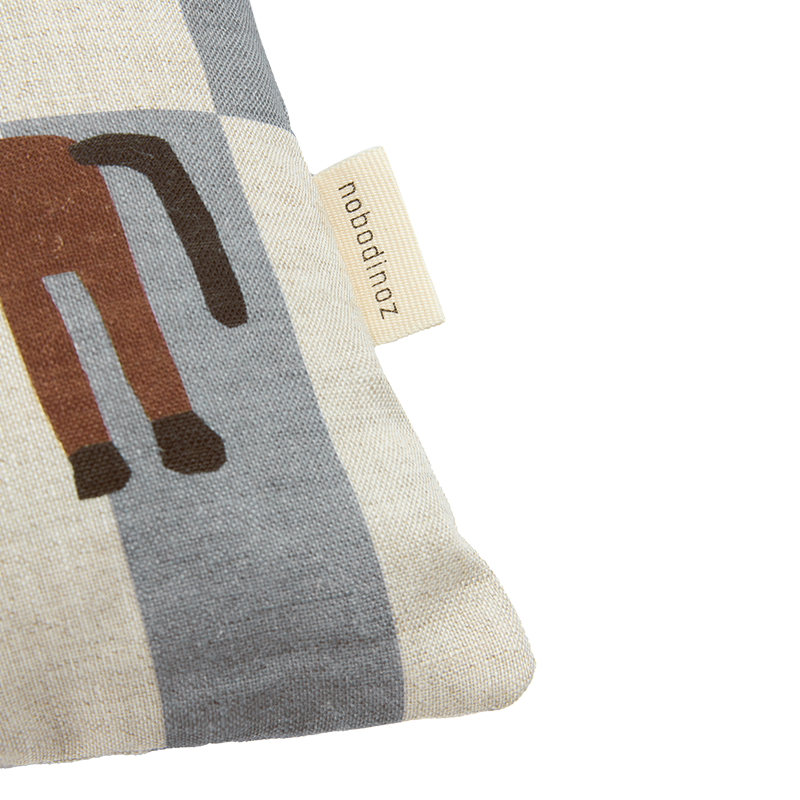 Coussin Nobodinoz en lin « Vibes » Blue Tile Horse