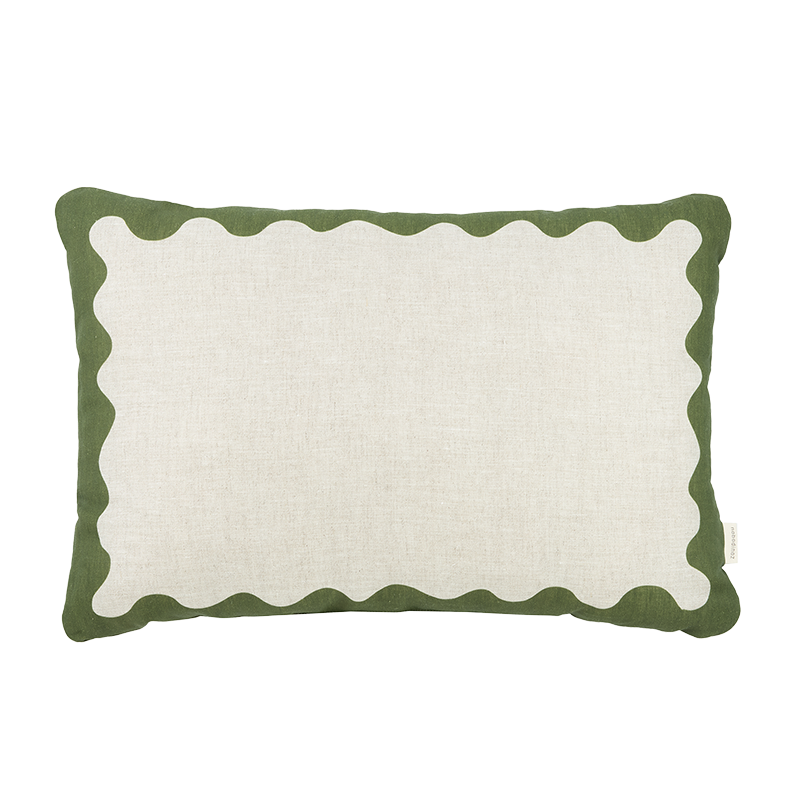 Coussin Nobodinoz en lin « Vibes » vert