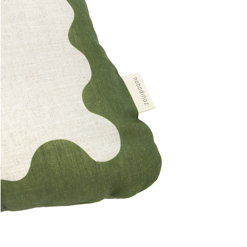 Coussin Nobodinoz en lin « Vibes » vert