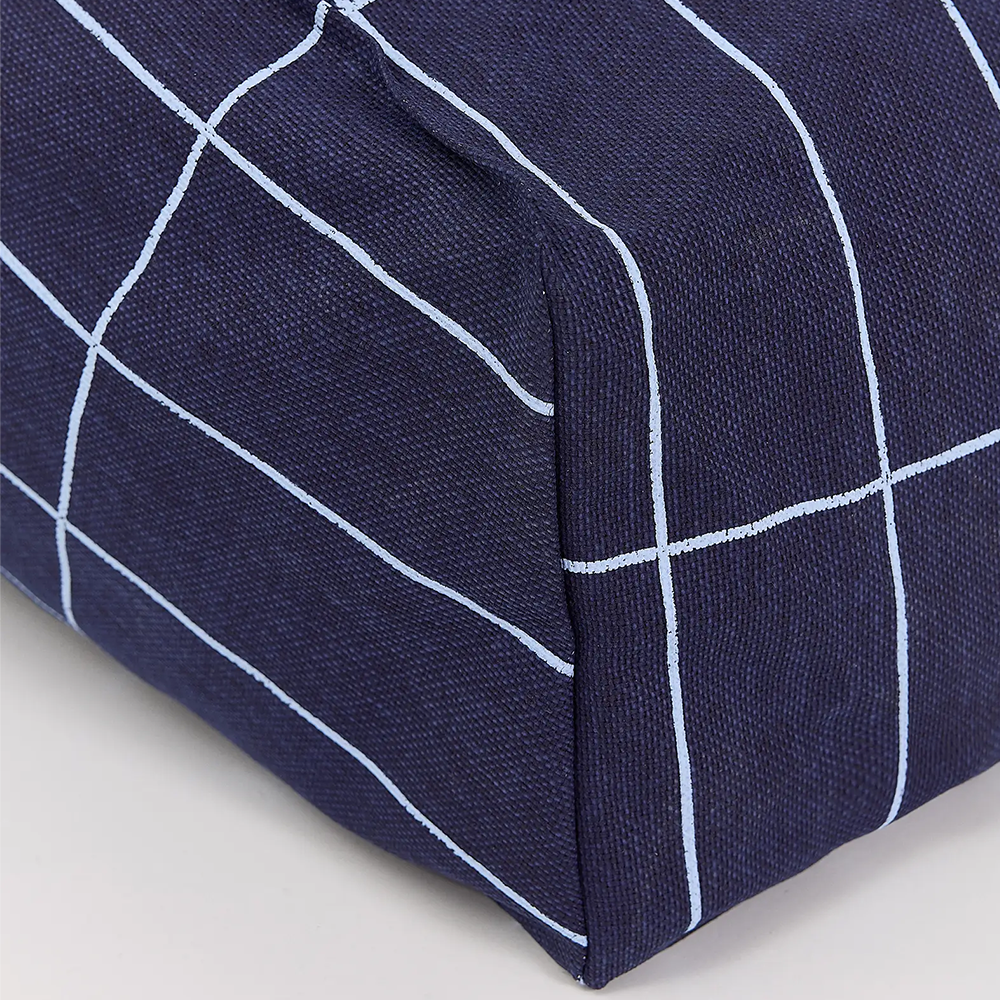 Nobodinoz Fauteuil Poire 'Vibes' Navy Blue Grid Vintage Effect