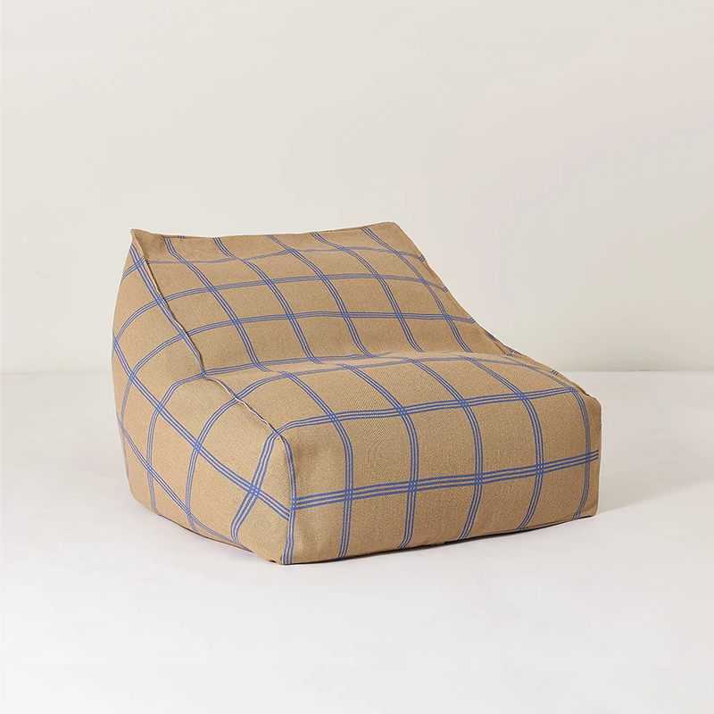 Nobodinoz Armchair Sitzsack 'Vibes' Brown Blue Windowpane
