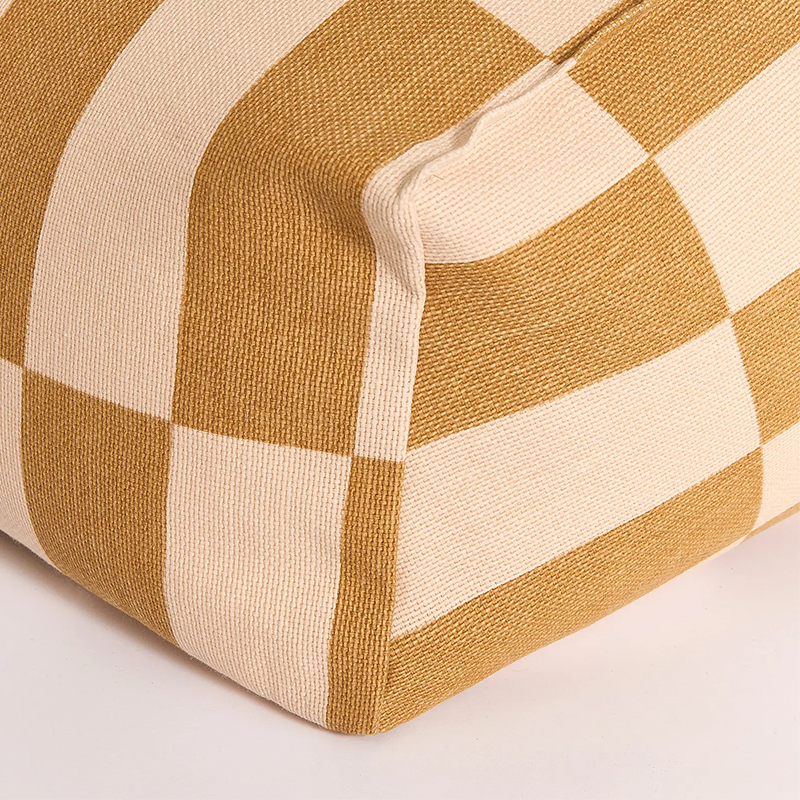 Nobodinoz Fauteuil Pouf 'Vibes' Carreaux Moutarde et Sable