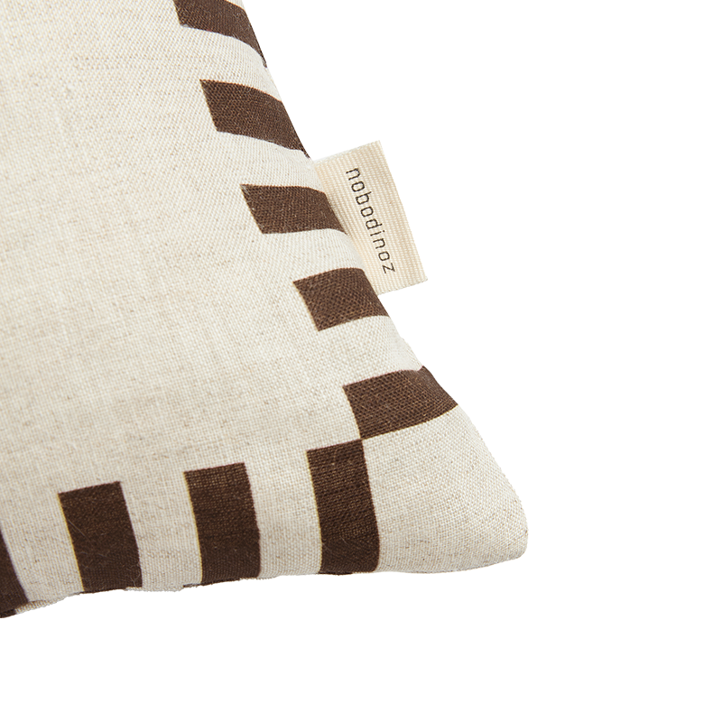 Nobodinoz Kissen aus Leinen 'Vibes' Charcoal Stripes Horse