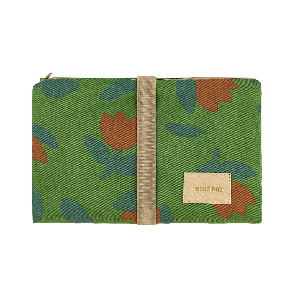 Nobodinoz Matelas à langer imperméable 'Hyde Park' Green Tulips