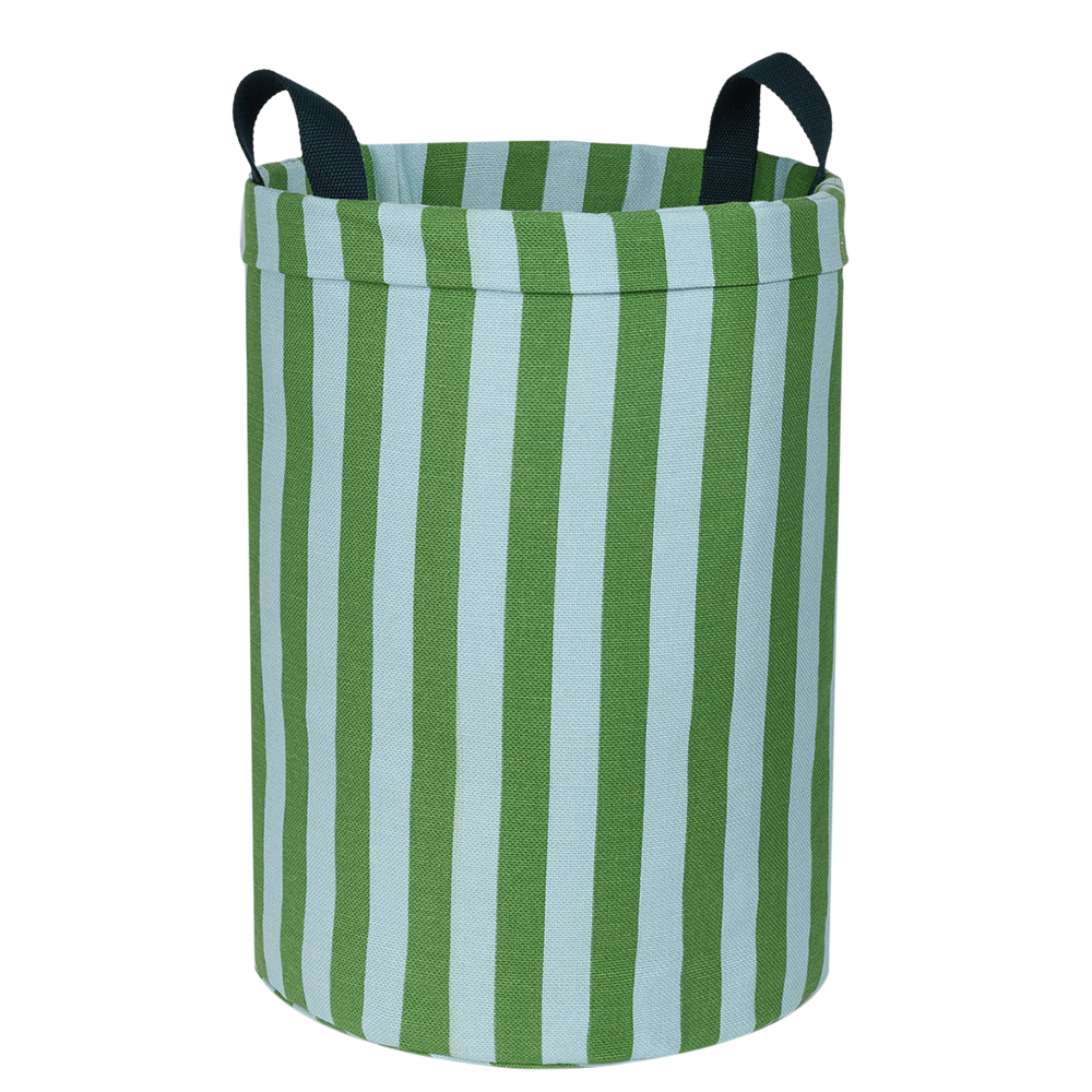 Nobodinoz Grand panier de rangement rond Green Blue Stripes