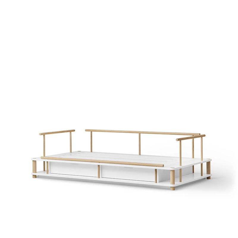 Oliver Furniture Canapé-lit 'Camp' 90 x 180 cm Blanc/Chêne