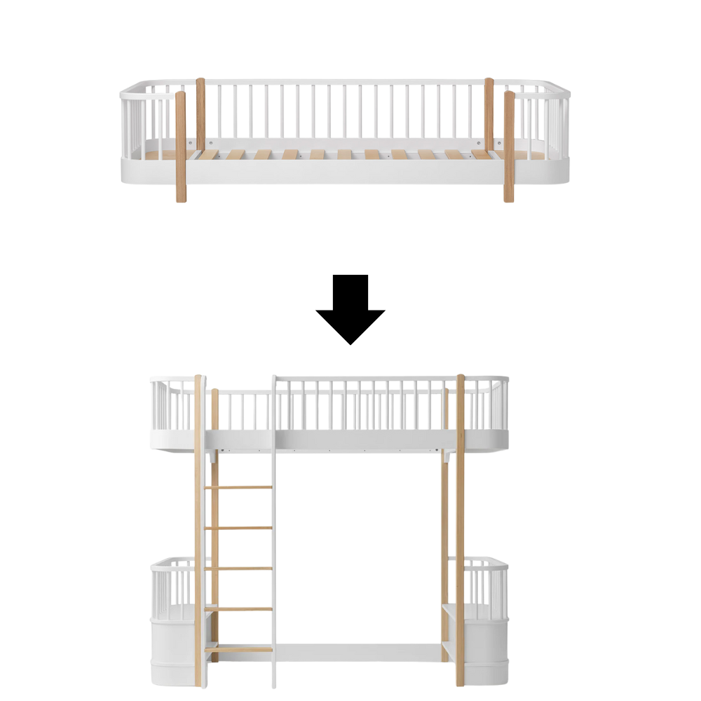 Oliver Furniture Kit de transformation Lit bas Original en Lit haut Original Blanc/Chêne