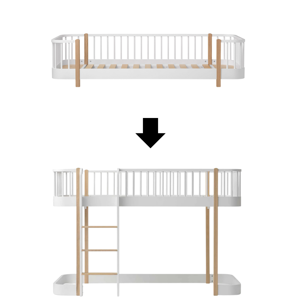 Oliver Furniture Kit de conversion lit au sol Original en lit mezzanine mi-hauteur Original blanc/chêne