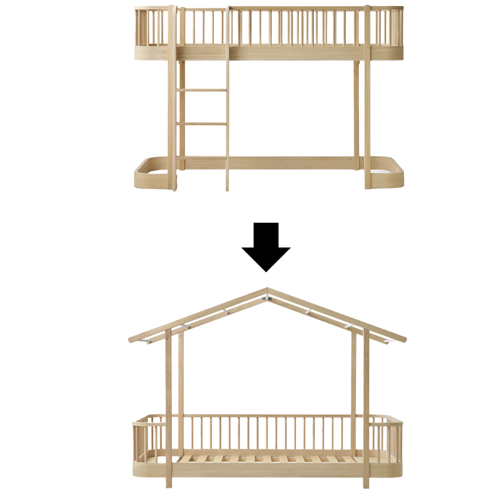 Oliver Furniture  Umbauset Wood Original Halbhohes Hochbett zum Hausbett Eiche