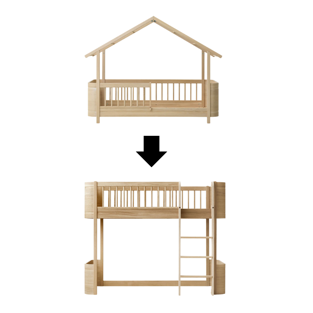 Oliver Furniture  Umbauset Wood Mini+ Hausbett zum Wood Mini+ Halbhohen Hochbett Eiche