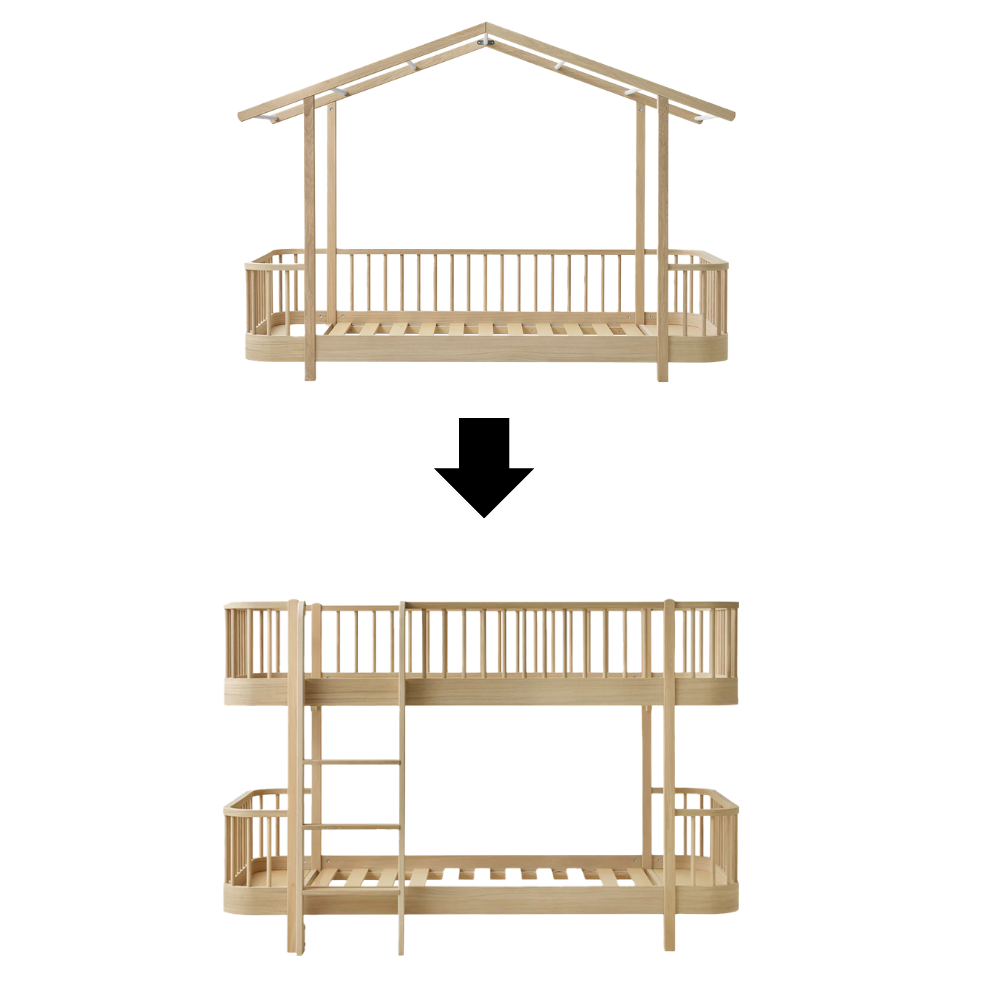 Oliver Furniture  Umbauset Wood Original Hausbett zum Halbhohen Etagenbett Eiche