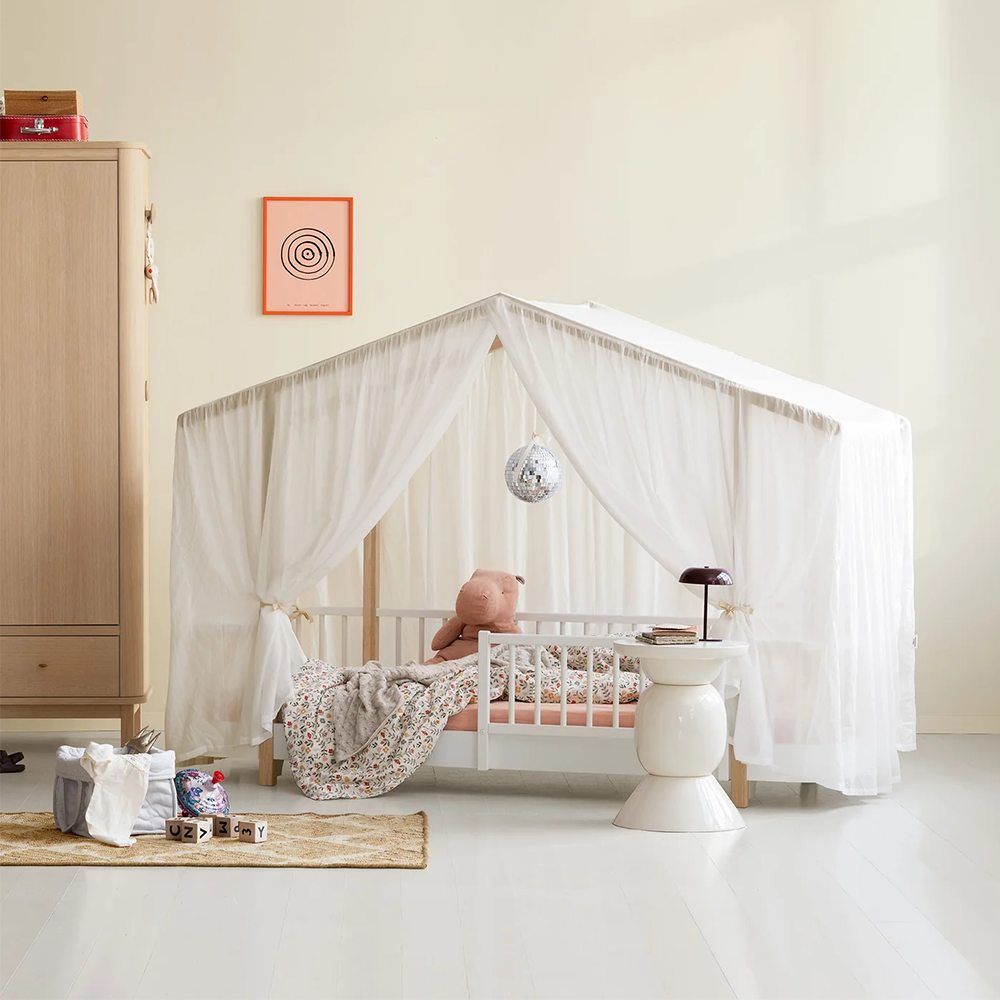 Oliver Furniture Tente de lit cabane pour lit cabane Wood Original Blanc Transparent