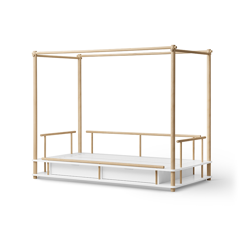 Oliver Furniture Canopy Bed 'Camp' 90 x 180 cm White/Oak