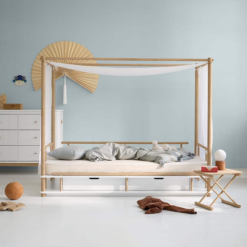 Oliver Furniture Canopy Bed 'Camp' 90 x 180 cm White/Oak
