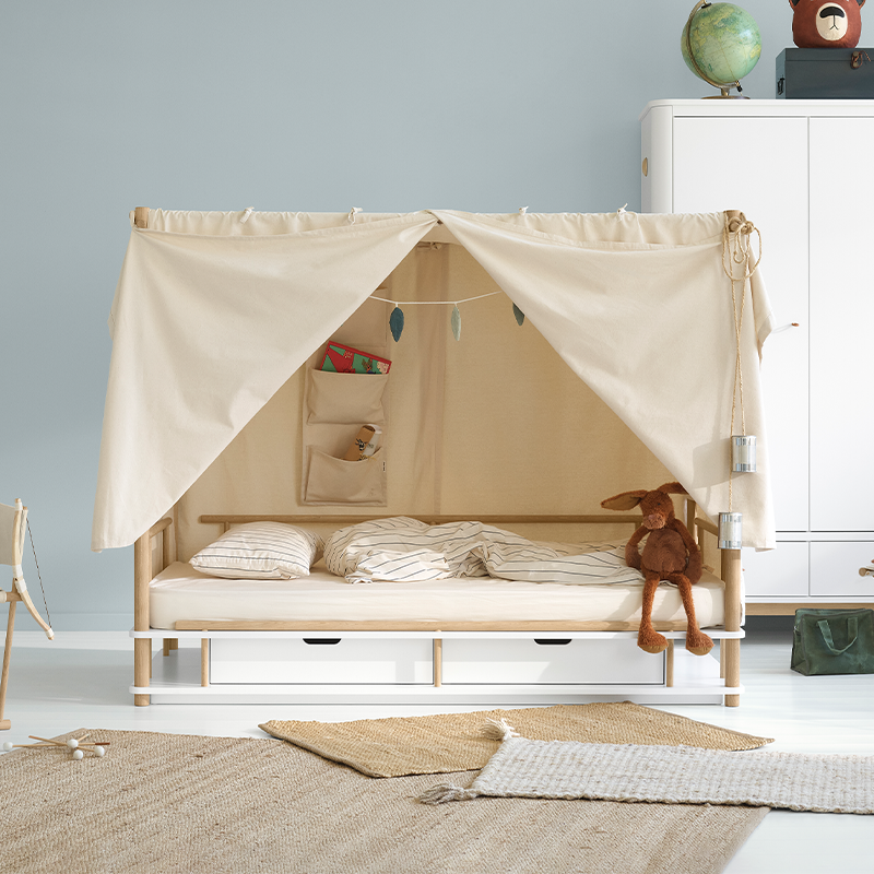 Oliver Furniture Canopy Bed 'Camp' 90 x 180 cm White/Oak