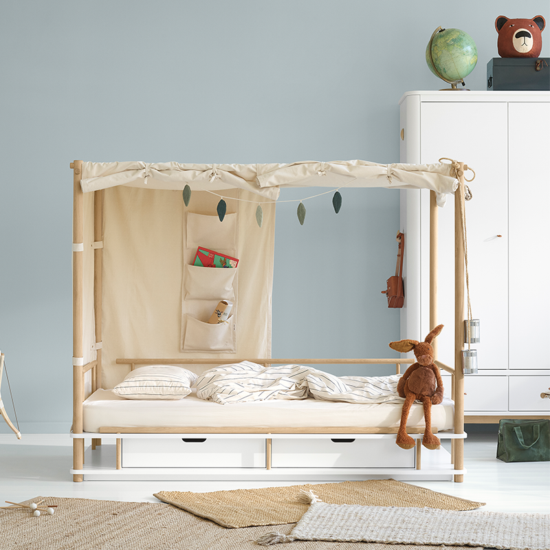 Oliver Furniture Canopy Bed 'Camp' 90 x 180 cm White/Oak