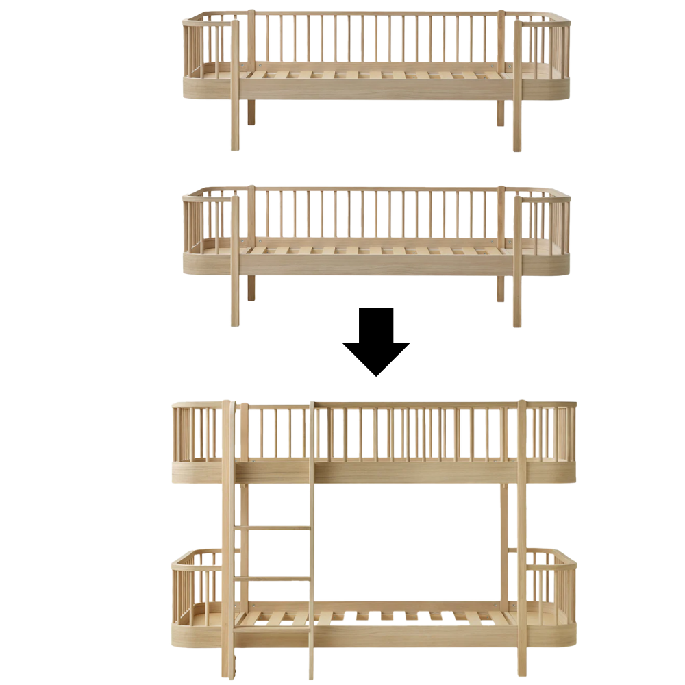 Oliver Furniture  Umbauset zwei Wood Original Sofabetten zum Halbhohen Etagenbett Eiche