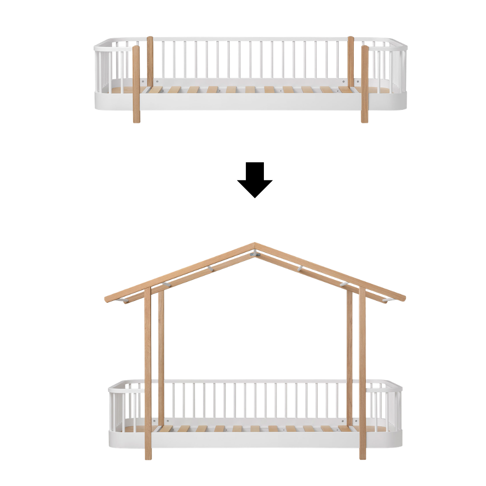 Oliver Furniture Kit de conversion lit au sol Original en lit cabane Original Wood blanc/chêne