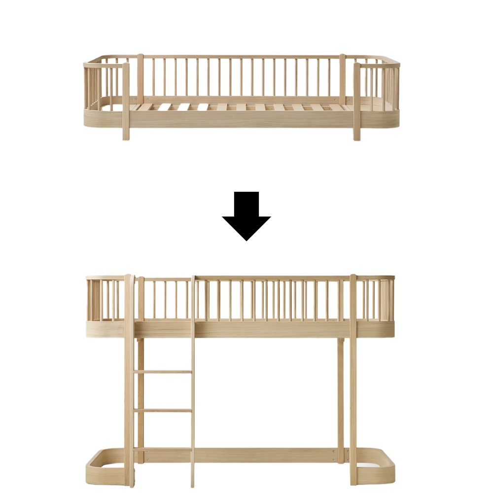 Oliver Furniture  Umbauset Original Bodenbett zum Original Halbhohen Hochbett Eiche