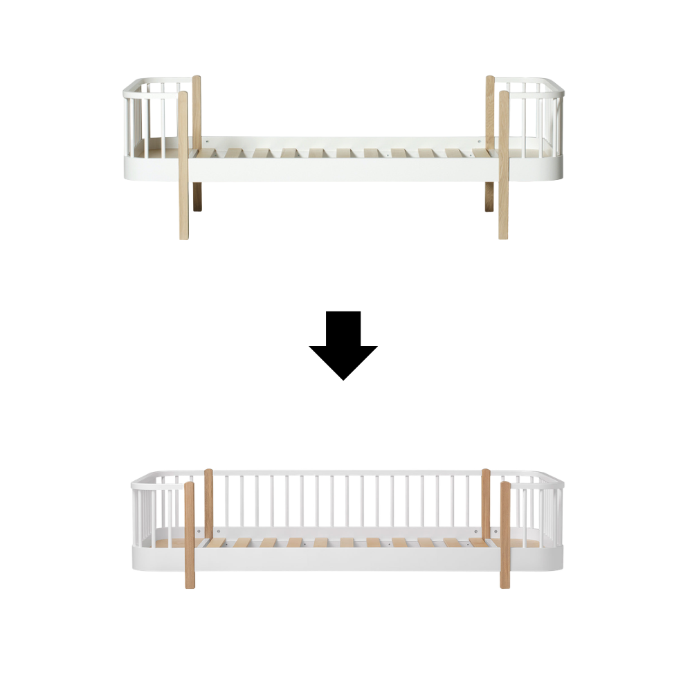 Oliver Furniture  Umbauset Wood Original Einzelbett zum Original Bodenbett Weiss/Eiche