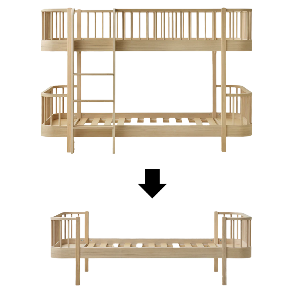 Oliver Furniture  Umbauset Wood Original Halbhohes Etagenbett zum Einzelbett Eiche