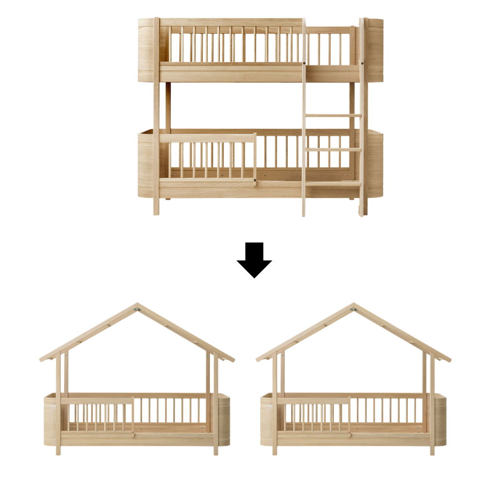 Oliver Furniture Kit de conversion Wood Mini+ lit mezzanine mi-hauteur en lit cabane Wood Mini+ chêne