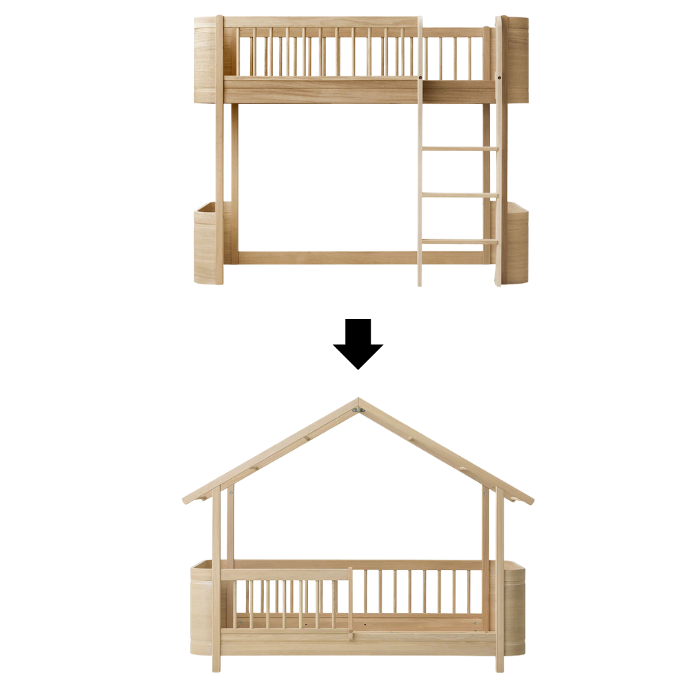 Oliver Furniture Kit de conversion lit mi-haut Wood Mini+ en lit cabane Wood Mini+ chêne