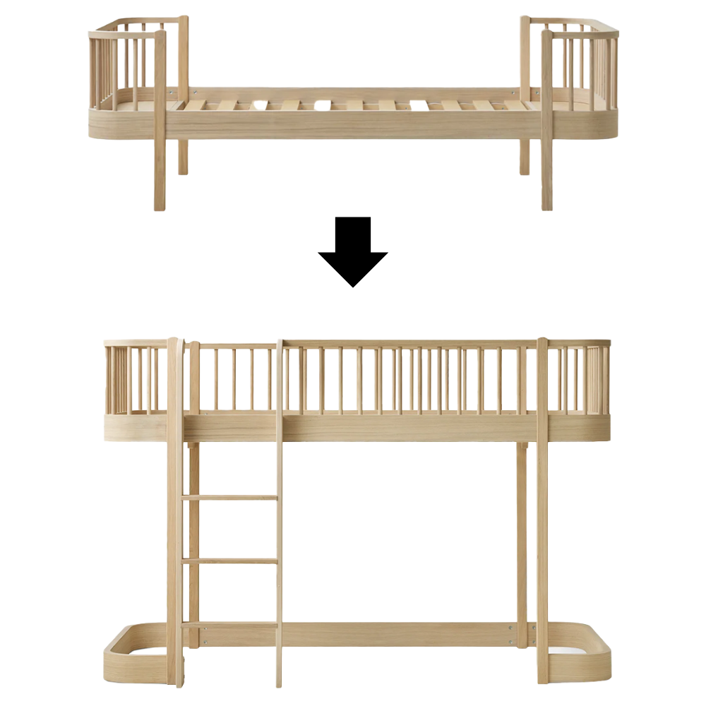 Oliver Furniture  Umbauset Wood Original Einzelbett zum Halbhohen Hochbett Eiche