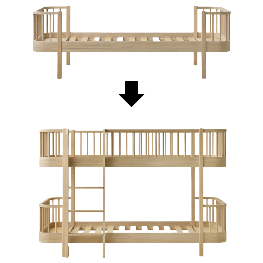 Oliver Furniture  Umbauset Wood Original Einzelbett zum Halbhohen Etagenbett Eiche