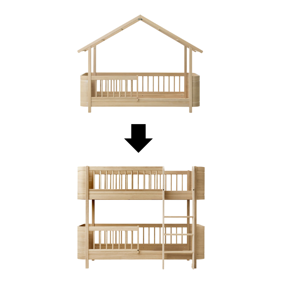Oliver Furniture  Umbauset Wood Mini+ Hausbett zum Wood Mini+ Halbhohen Etagenbett Eiche