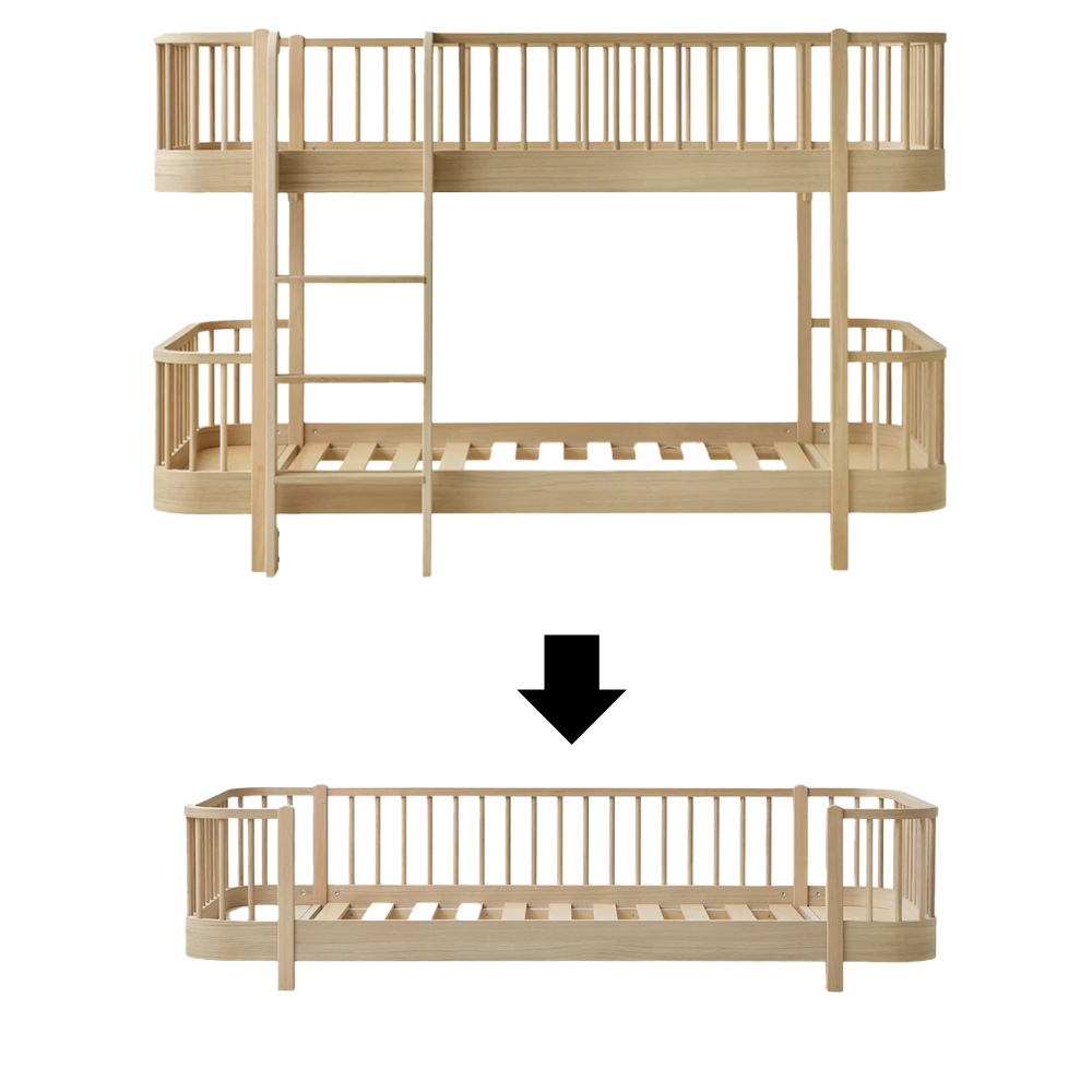 Oliver Furniture  Umbauset Wood Original Halbhohes Etagenbett zum Bodenbett Eiche