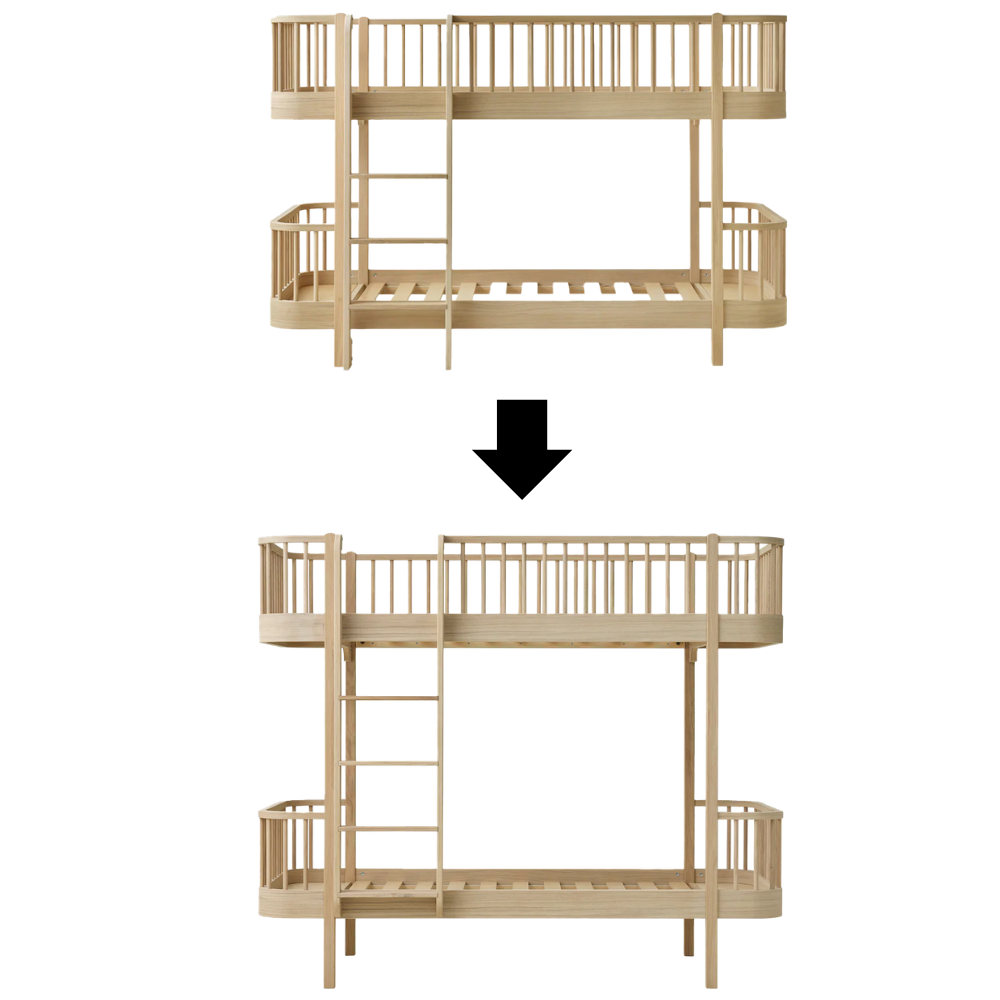 Oliver Furniture  Umbauset Wood Original Halbhohes Etagenbett zum Etagenbett Eiche