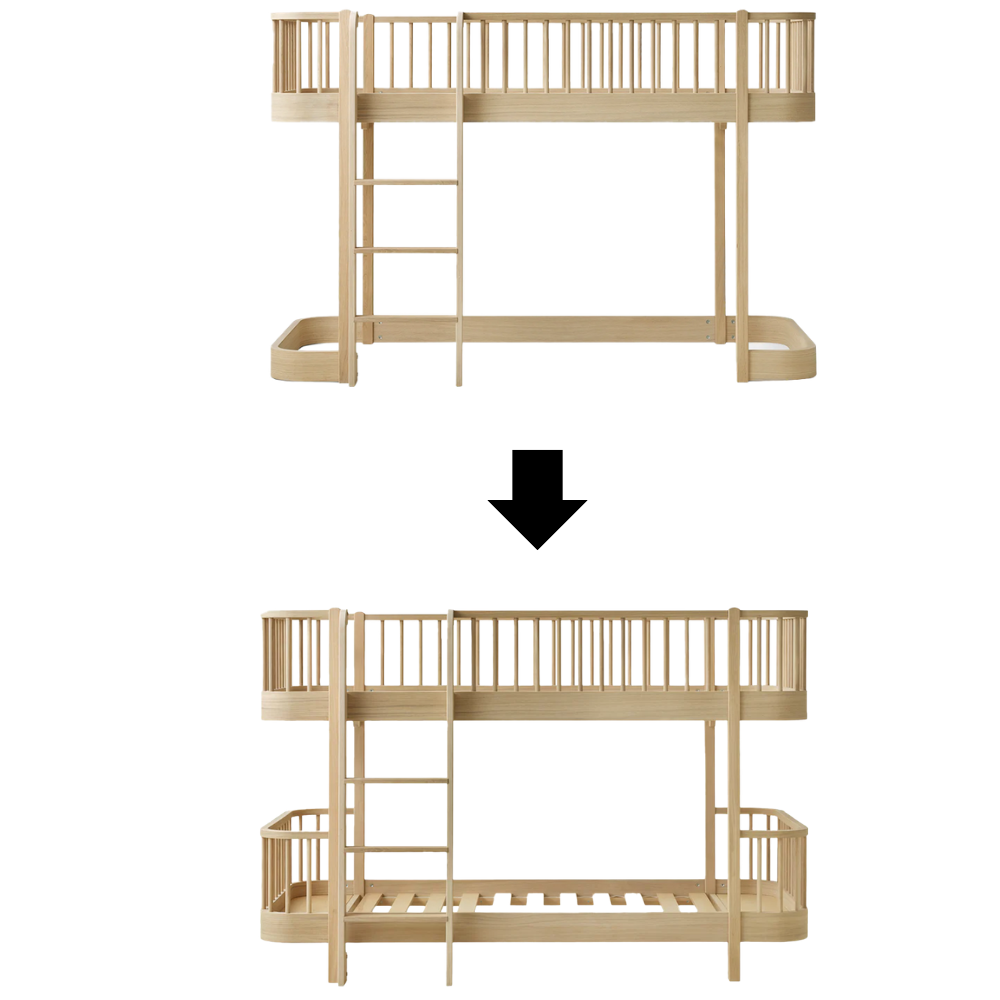 Oliver Furniture  Umbauset Wood Original Halbhohes Hochbett zum Halbhohen Etagenbett Eiche