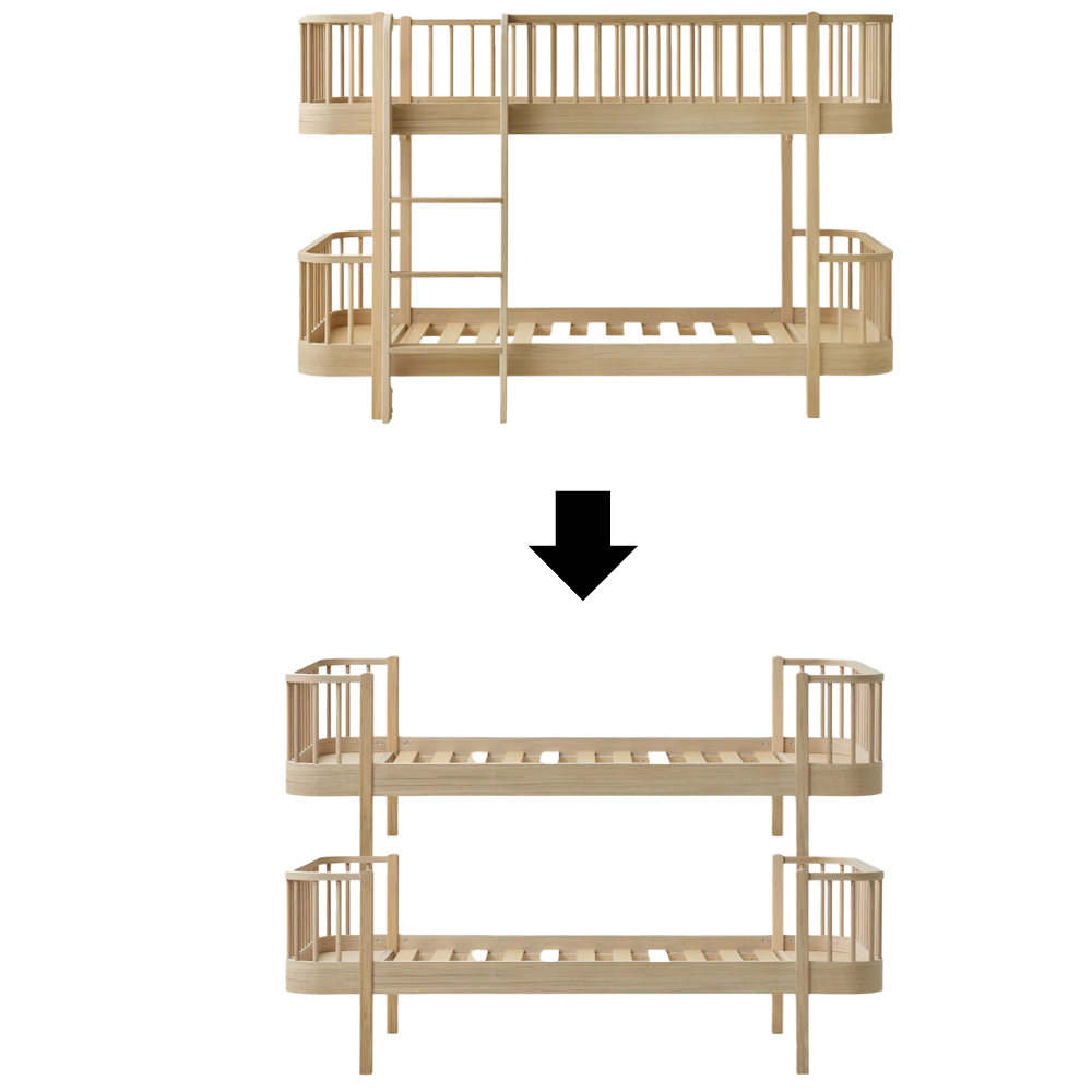 Oliver Furniture  Umbauset Wood Original Halbhohes Etagenbett zu 2 Einzelbetten Eiche