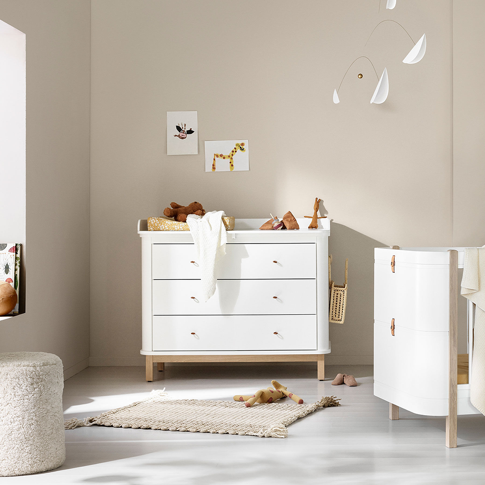 Oliver Furniture  Wood Wickelkommode mit 3 Schubladen Weiss/Eiche