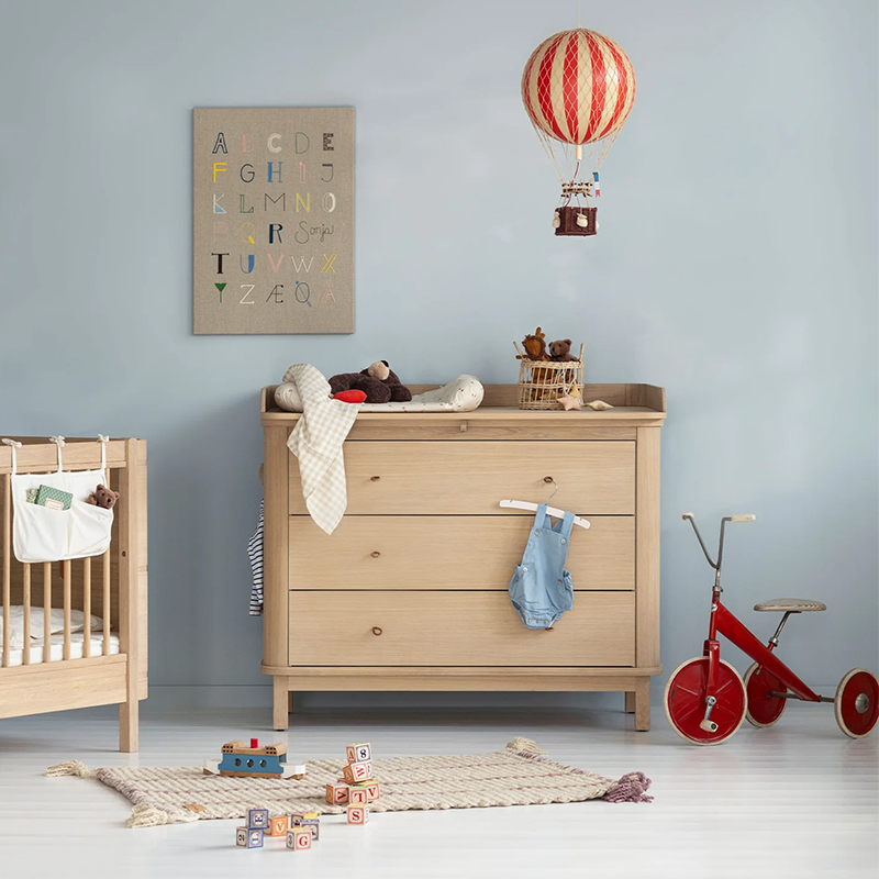 Oliver Furniture  Wood Wickelkommode mit 3 Schubladen Eiche - Online MY SNOWFLAKE