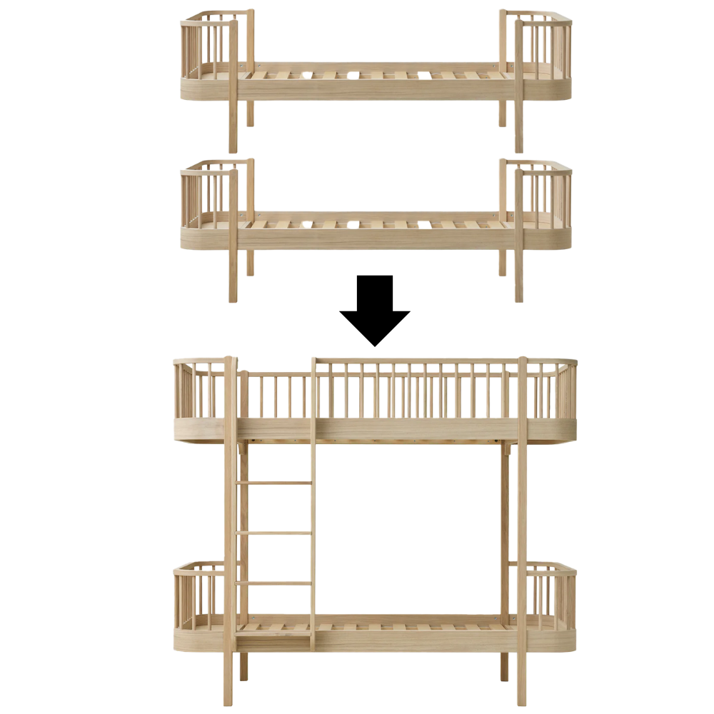 Oliver Furniture  Umbauset zwei Wood Original Einzelbetten zum Etagenbett Eiche