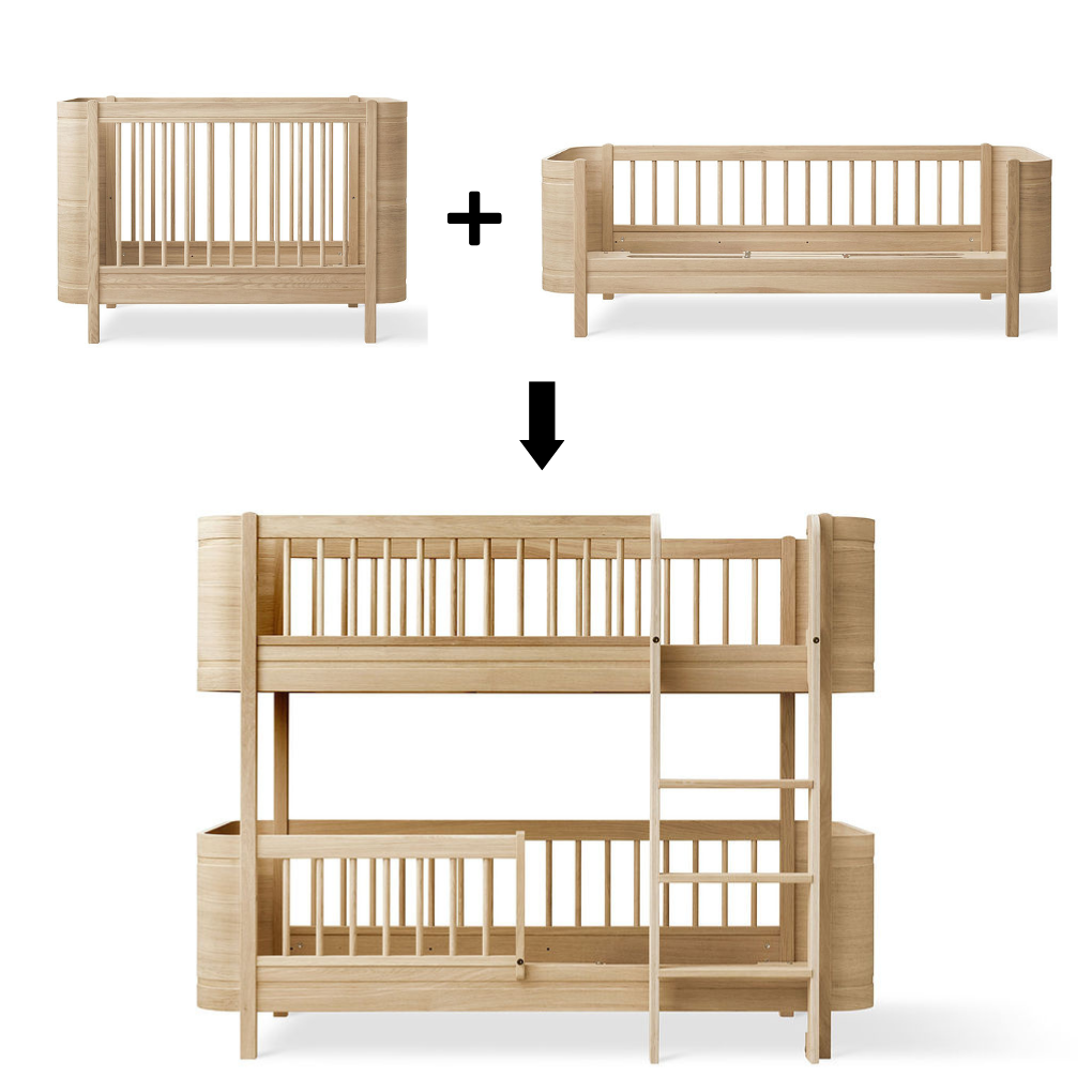Oliver Furniture  Umbauset Wood Mini+ Basic und Geschwisterset zum halbhohen Etagenbett  Eiche - Online MY SNOWFLAKE
