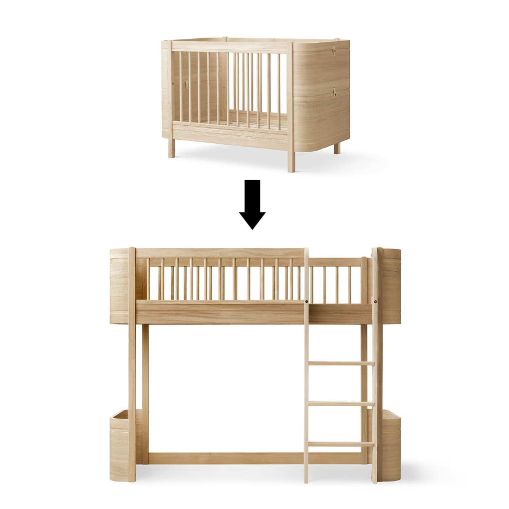Oliver Furniture Kit de conversion Wood Mini+ Basic en lit mezzanine mi-hauteur Chêne