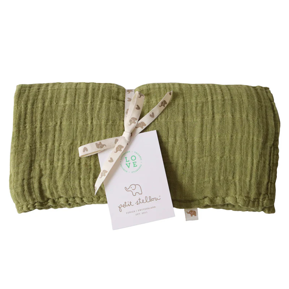 Petit Stellou Mulltuch Nooshi Blanket Olive - Online MY SNOWFLAKE